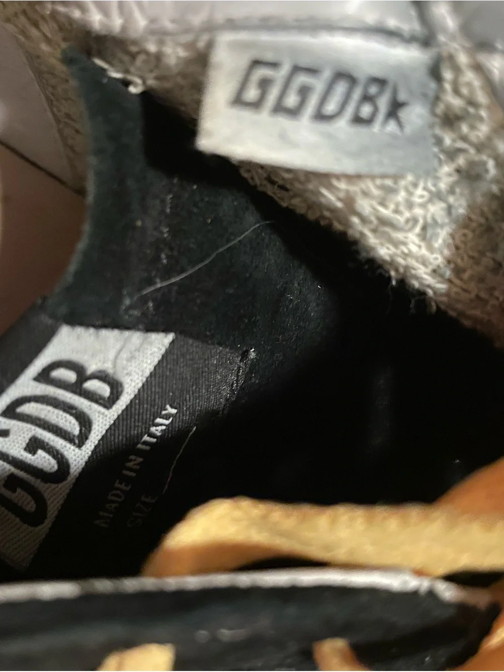 Golden Goose Black Suede Sneakers with Yellow Laces and Orange Heel